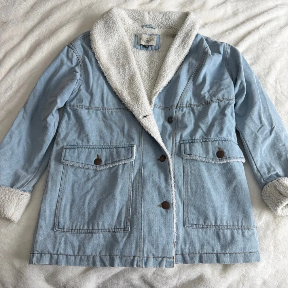 Ashley Vintage Charm Denim Sherpa Jacket Size Medium